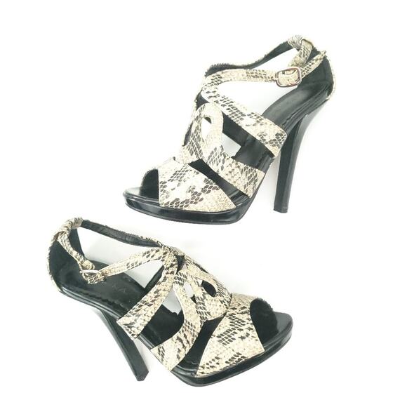 Paprika Snakeskin Reptile Print Peep Toe Heels Women Size 7 Animal Print - Picture 7 of 7